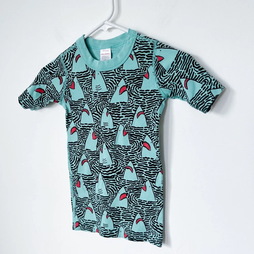 Hanna Andersson Shark‎ Print Organic Cotton Pajama Top Boys 8